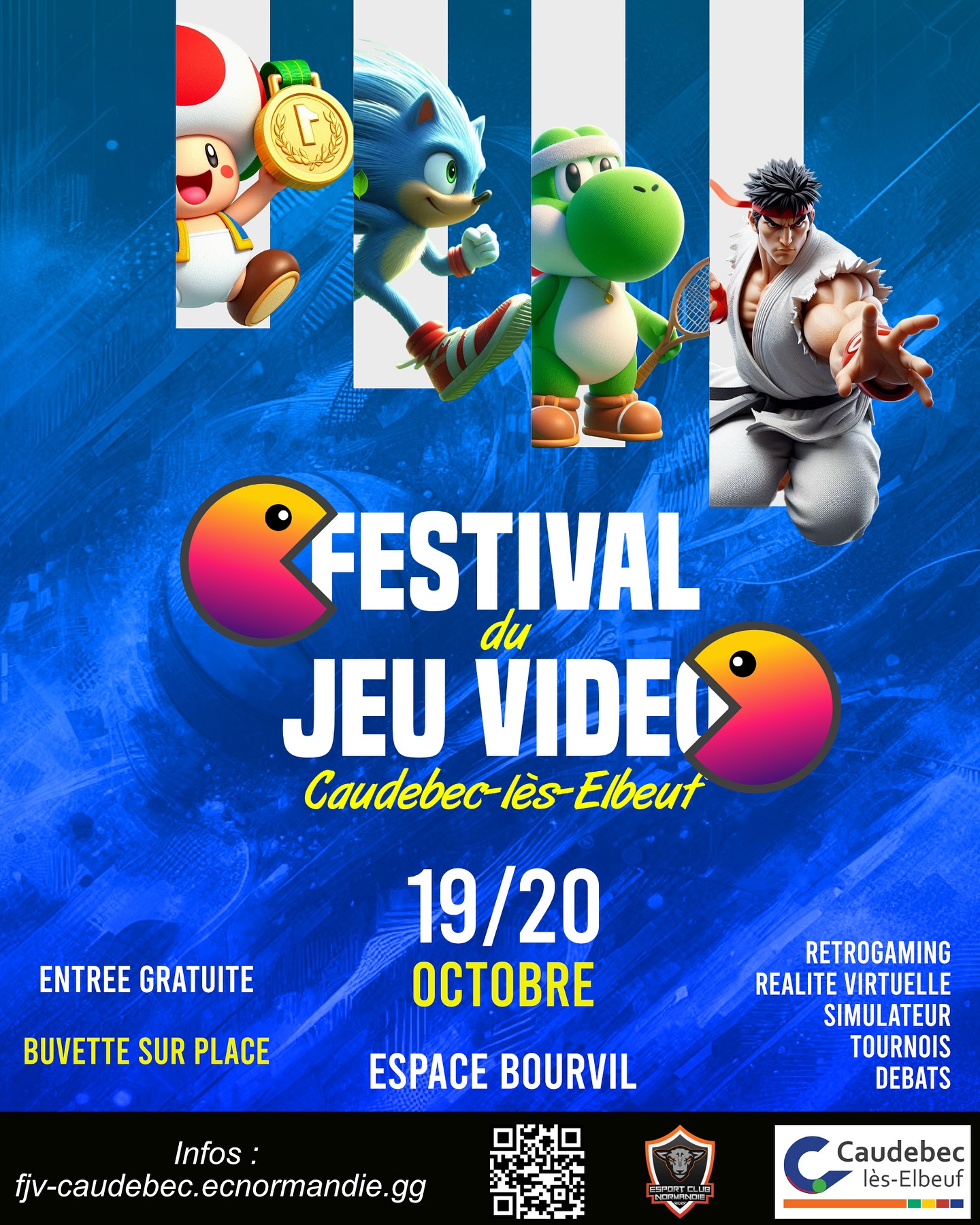 Affiche Festival du Jeu Vidéo Caudebec-lès-Elbeuf 2024